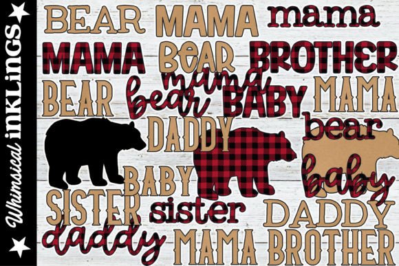Download Buffalo Plaid Word Art Bear Set-Mix and - Plaid Collection