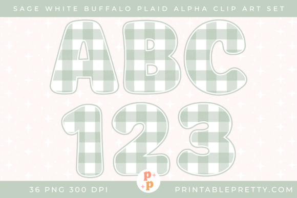 Download Sage White Buffalo Plaid Alphabet PNG - Plaid Collection