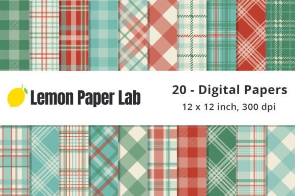 Download Vintage Christmas Plaid Digital Paper - Plaid Collection