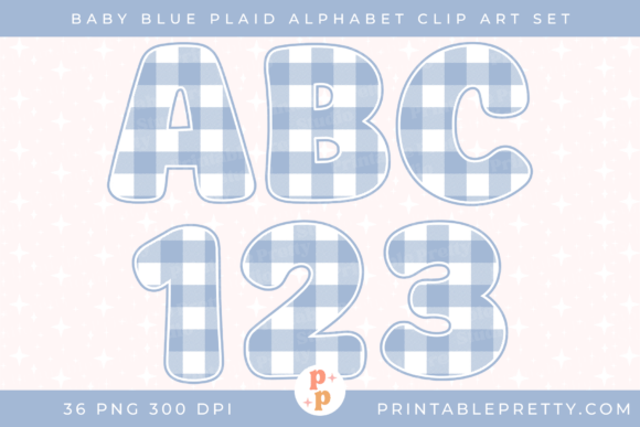 Download Baby Blue Buffalo Plaid Alphabet PNG Set - Plaid Collection