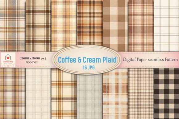 Download Coffee &amp; Cream Plaid Digital Paper - Plaid Collection