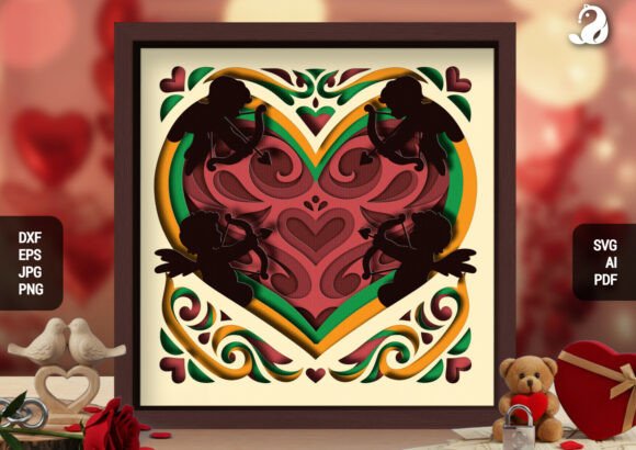 Download Ornate Cupid Heart Shadowbox SVG - Premium Resources