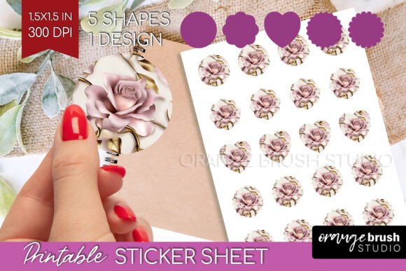 Download 3d Rose Marble Printable Sticker Sheet - Premium Bundle
