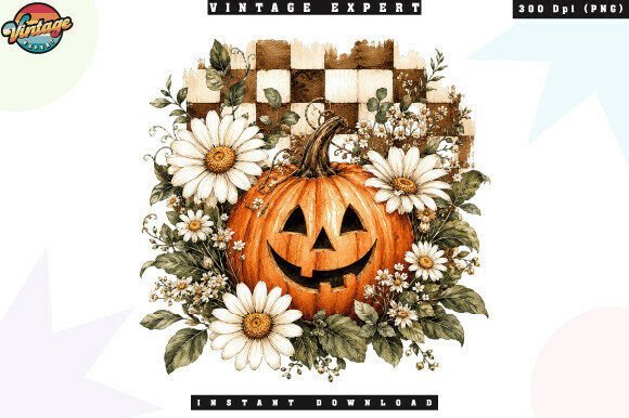 Download Floral Halloween Pumpkin Buffalo Plaid - Plaid Collection